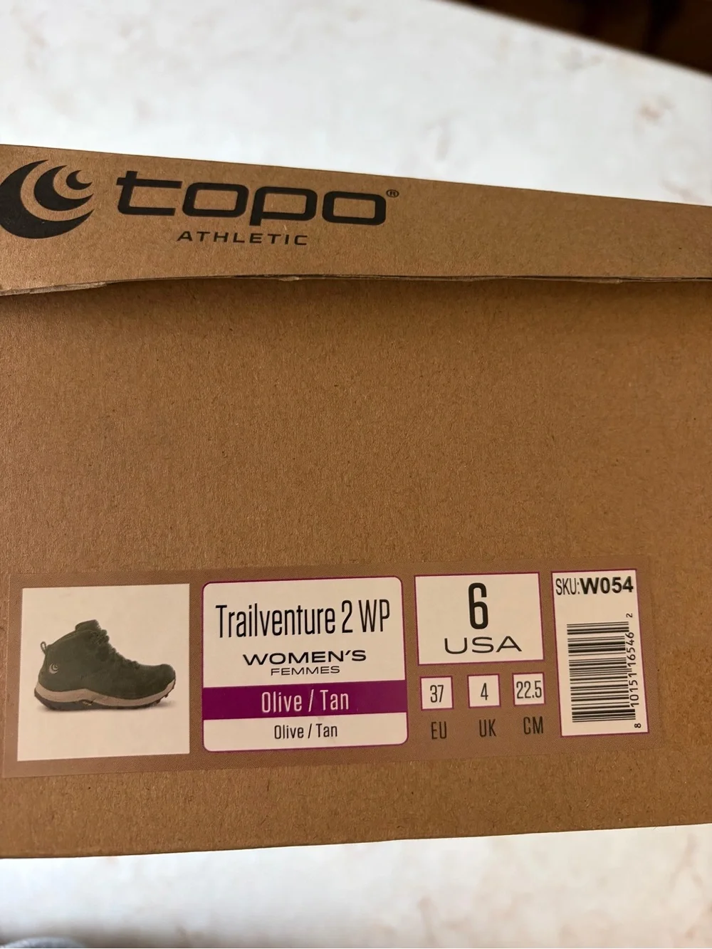 Women’s TOPO New Trailventure 2 WP Hiking Boot Green Tan Vibram Sole Size 6.0